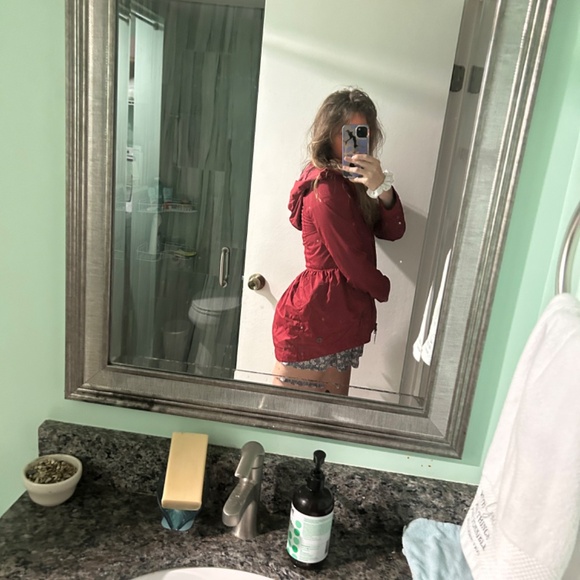 Dark deep red Lululemon rain jacket - Picture 8 of 10